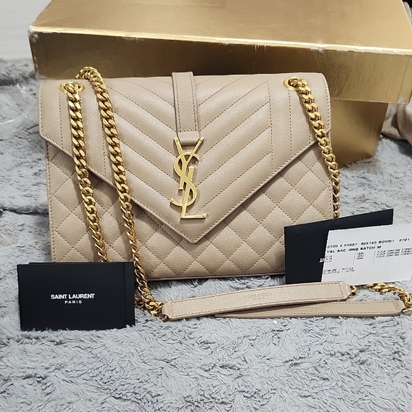 Yves Saint Laurent Taupe Quilted Leather Shoulder Bag - Picture 2 of 7